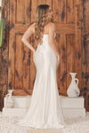 Load image into Gallery viewer, LA Merchandise LAXE1042B Corset Back Train White Simple Bridal Gown - - Prom LAX
