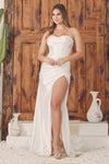 Load image into Gallery viewer, LA Merchandise LAXE1042B Corset Back Train White Simple Bridal Gown - WHITE - Prom LAX