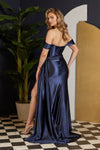 Load image into Gallery viewer, LA Merchandise LAXE1043 Off Shoulder Ruched Side Cape Prom Long Gown - - LA Merchandise