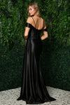 Load image into Gallery viewer, LA Merchandise LAXE1043 Off Shoulder Ruched Side Cape Prom Long Gown - - LA Merchandise