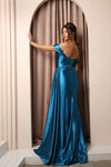 Load image into Gallery viewer, LA Merchandise LAXE1043 Off Shoulder Ruched Side Cape Prom Long Gown - - LA Merchandise