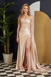 Load image into Gallery viewer, LA Merchandise LAXE1237 Sheer Bodice Strapless Formal Evening Gown - CHAMPAGNE - LA Merchandise
