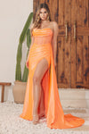 Load image into Gallery viewer, LA Merchandise LAXE1237 Sheer Bodice Strapless Formal Evening Gown - ORANGE - LA Merchandise