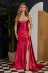 Load image into Gallery viewer, LA Merchandise LAXE1242 Sweetheart Spaghetti Straps Prom Long Dress - RED - LA Merchandise