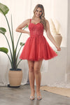 Load image into Gallery viewer, LA Merchandise LAXH784 Embroidered A-line Dual Straps Cocktail Dress - RED - LA Merchandise