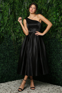 LA Merchandise LAXJE931 One Shoulder A-line Vintage Party Dress - BLACK - LA Merchandise