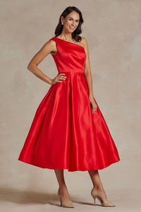 LA Merchandise LAXJE931 One Shoulder A-line Vintage Party Dress - RED - LA Merchandise