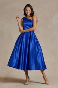LA Merchandise LAXJE931 One Shoulder A-line Vintage Party Dress - ROYAL BLUE - LA Merchandise