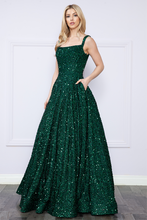 Load image into Gallery viewer, LA Merchandise LAY9106 Sequin Zipper closure A-line Pageant Gown - EMERALD GREEN - LA Merchandise
