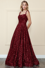 Load image into Gallery viewer, LA Merchandise LAY9106 Sequin Zipper closure A-line Pageant Gown - WINE - LA Merchandise
