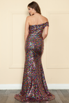 Load image into Gallery viewer, LA Merchandise LAY9180 One Off-Shoulder Full Sequin Slit Evening Dress - - LAY