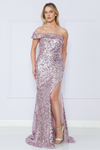 Load image into Gallery viewer, LA Merchandise LAY9180 One Off-Shoulder Full Sequin Slit Evening Dress - LAVENDER - LAY