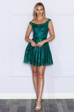 Load image into Gallery viewer, LA Merchandise LAY9204 Homecoming Glitter Mini Dress - EMERALD GREEN - LA Merchandise