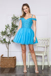 Load image into Gallery viewer, LA Merchandise LAY9234 Cold Shoulder A-line Cocktail Short Dress - OCEAN BLUE - LA Merchandise