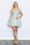 Load image into Gallery viewer, LA Merchandise LAY9234 Cold Shoulder A-line Cocktail Short Dress - SILVER - LA Merchandise