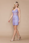 Load image into Gallery viewer, LA Merchandise LAY9236 Glitter Sequined V-neck Cocktail Party Dress - LAVENDER - LAY