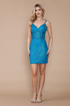 Load image into Gallery viewer, LA Merchandise LAY9236 Glitter Sequined V-neck Cocktail Party Dress - TURQUOISE - LAY