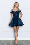 Load image into Gallery viewer, LA Merchandise LAY9238 Cold Shoulder Embellished Cocktail Dress - NAVY BLUE - LA Merchandise