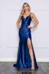 Load image into Gallery viewer, LA Merchandise LAY9252 V-neck High Slit Bridesmaids Stretch Dress - NAVY BLUE - LA Merchandise