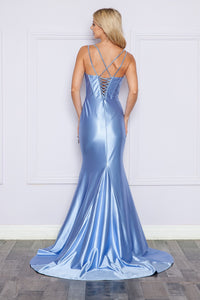LA Merchandise LAY9258 Corset Bone Prom Dual Straps Stretch Prom Dress - - LA Merchandise