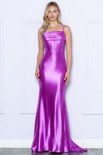 Load image into Gallery viewer, LA Merchandise LAY9258 Corset Bone Prom Dual Straps Stretch Prom Dress - VIOLET - LA Merchandise