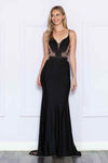 Load image into Gallery viewer, LA Merchandise LAY9274 V-neck Spaghetti Straps Rhinestones Prom Dress - BLACK ROSE GOLD - LA Merchandise