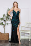 Load image into Gallery viewer, LA Merchandise LAY9276 Cut Out Back Spaghetti Straps Prom Long Dress - BLACK TURQUOISE - LA Merchandise