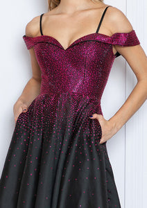 LA Merchandise LAY9278 Cold Shoulder A-line Prom Classy Evening Dress - - LA Merchandise