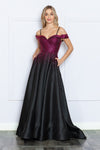 Load image into Gallery viewer, LA Merchandise LAY9278 Cold Shoulder A-line Prom Classy Evening Dress - BLACK HOT PINK - LAY