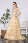Load image into Gallery viewer, LA Merchandise LAY9328 Spaghetti Straps Ruffles A-line Prom Dress - CHAMPAGNE - LA Merchandise