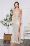 Load image into Gallery viewer, LA Merchandise LAY9340 Sheer Bodice Embellishment Sequins Formal Gown - ROSE GOLD - LAY