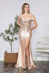 Load image into Gallery viewer, LA Merchandise LAY9350 Embroidered Off the Shoulder Sweetheart Formal Gown - CHAMPAGNE - LAY