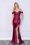 Load image into Gallery viewer, LA Merchandise LAY9350 Embroidered Off the Shoulder Sweetheart Formal Gown - CHERRY RED WINE - LAY