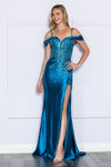 Load image into Gallery viewer, LA Merchandise LAY9350 Embroidered Off the Shoulder Sweetheart Formal Gown - TEAL - LAY