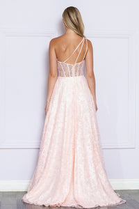 LA Merchandise LAY9372 One Shoulder See Through Corset Top Formal Gown - - LA Merchandise