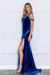 Load image into Gallery viewer, LA Merchandise LAY9378 Velvet Cold Shoulder Beaded Long Evening Dress - - LAY