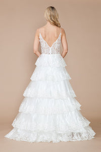 LA Merchandise LAY9402B Spaghetti Strap Off White Corset Wedding Dress - - LA Merchandise