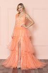 Load image into Gallery viewer, LA Merchandise LAY9406 Layered V-neck Classy Red Carpet Formal Gown - APRICOT LIGHT ORANGE - LA Merchandise