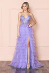 Load image into Gallery viewer, LA Merchandise LAY9408 Spaghetti Strap Mesh Ruffle Military Ball Gown - - LA Merchandise