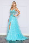 Load image into Gallery viewer, LA Merchandise LAY9408 Spaghetti Strap Mesh Ruffle Military Ball Gown - - LA Merchandise