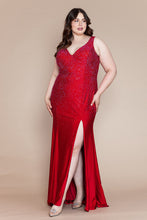 Load image into Gallery viewer, La Merchandise LAYW1116 Plus Size Stretchy Prom Corset Evening Gown - RED - LA Merchandise