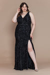 Load image into Gallery viewer, La Merchandise LAYW1122 Plus Size Sequined Formal Prom Corset Gowns - BLACK - LAY