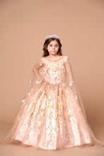 Load image into Gallery viewer, LA Merchandise LAZSCK301 3D Floral Applique Glitter Mini Quince Dress - BLUSH GOLD - LA Merchnadise