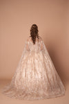 Load image into Gallery viewer, LA Merchandise LAZSCL30003 Off Shoulder Glitter Cape Quince Ball Gown - - Dress LA Merchnadise