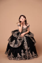 Load image into Gallery viewer, LA Merchandise LAZWB102 Embroidered Off Shoulder Mini Quince Dress - BLACK GOLD - LA Merchnadise