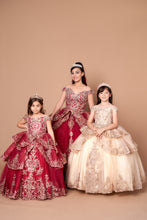 Load image into Gallery viewer, LA Merchandise LAZWB102 Embroidered Off Shoulder Mini Quince Dress - BURGUNDY GOLD - LA Merchnadise