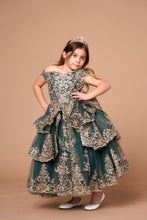 Load image into Gallery viewer, LA Merchandise LAZWB102 Embroidered Off Shoulder Mini Quince Dress - EMERALD GOLD - LA Merchnadise