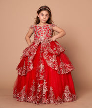 Load image into Gallery viewer, LA Merchandise LAZWB102 Embroidered Off Shoulder Mini Quince Dress - RED GOLD - LA Merchnadise