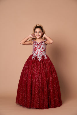 LA Merchandise LAZWB104 Corset Back Embroidered Little 15 Ball Dress - BURGUNDY - LA Merchnadise