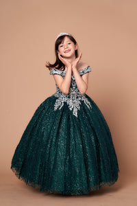 LA Merchandise LAZWB104 Corset Back Embroidered Little 15 Ball Dress - EMERALD GREEN - LA Merchnadise